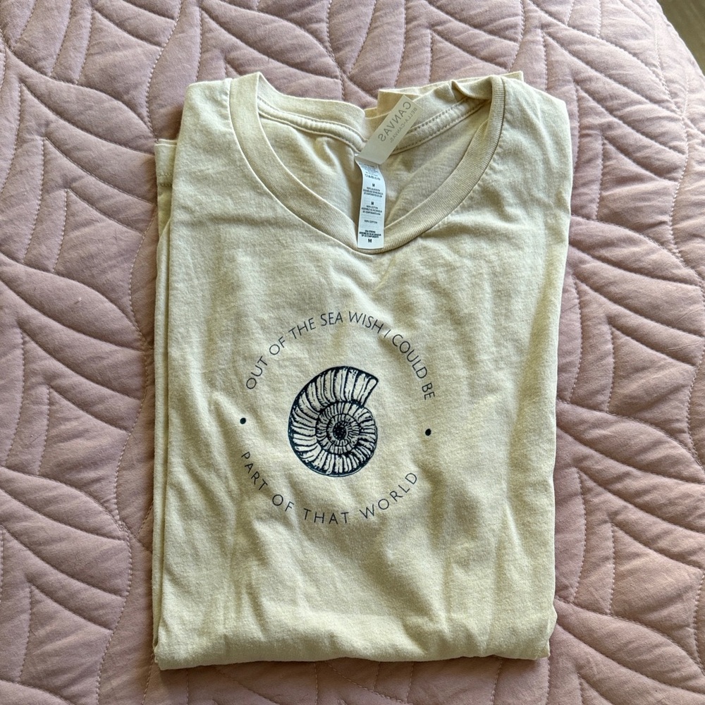 Beige Graphic T-Shirt with Subtle Little Mermaid design